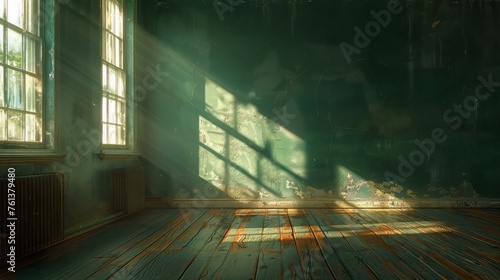 Room With Large Window and Wooden Floor