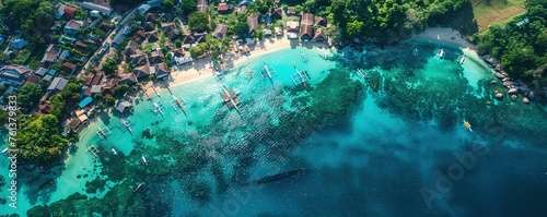 Aerial view of Oslob Whaleshark, Cebu, Philippines.