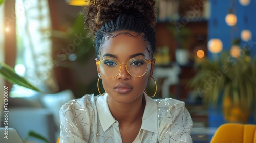 Woman Wearing Glasses Using Laptop Computer