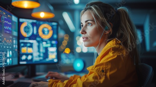 Woman Sitting in Front of Computer Monitor