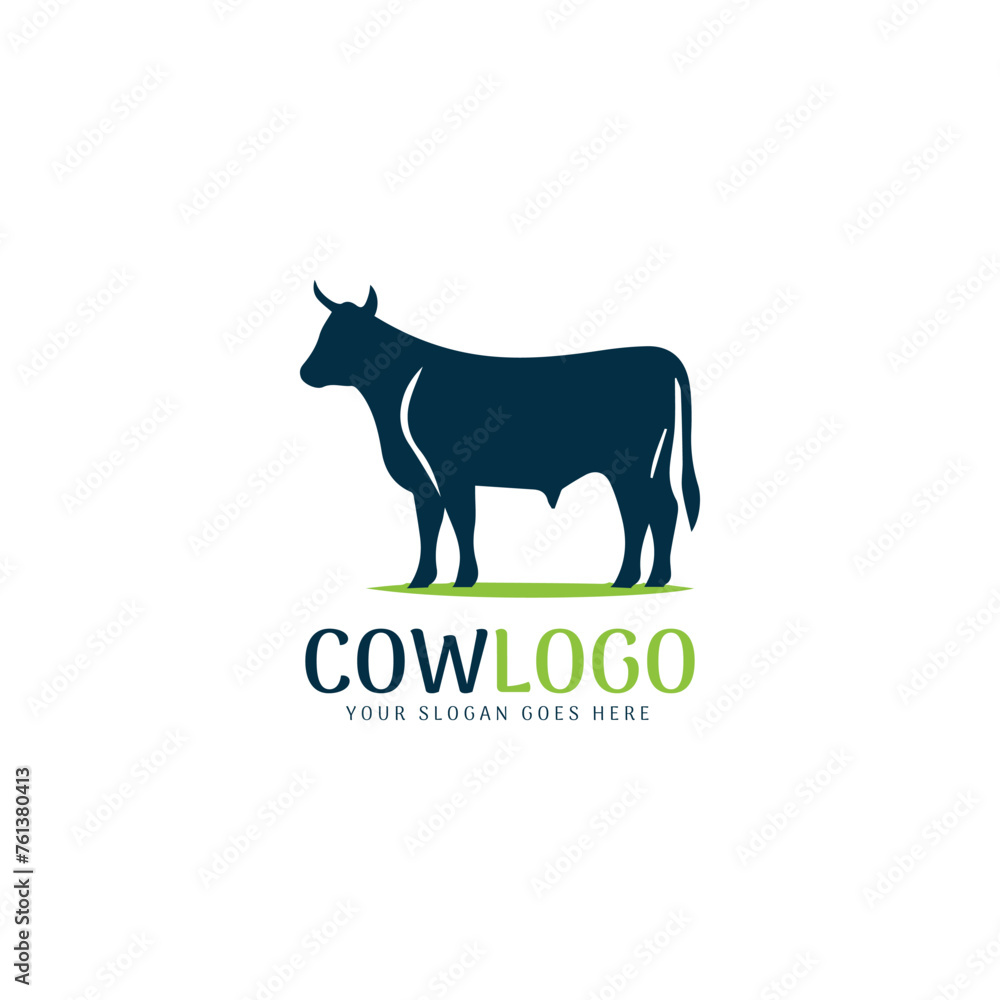 Bold cow silhouette on a green background