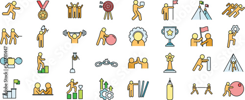Effort icon outline vector. Success force. Business goal thin line color flat isolated