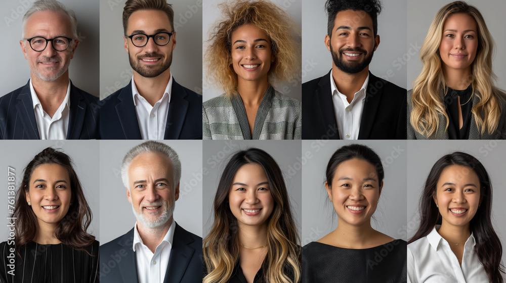 Collage of cheerful people with different ethnicities Collage of cheerful people with different ethnicities