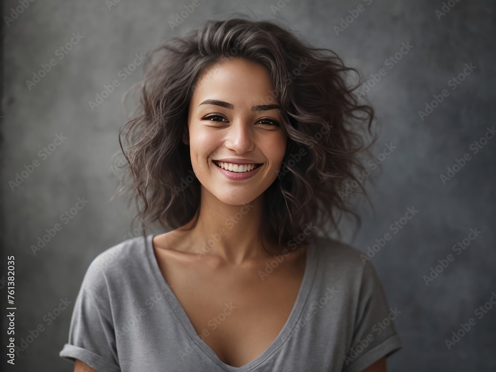 Smiling Young Women with Dark Brown Hair Smiling Young Women with Dark Brown Hair