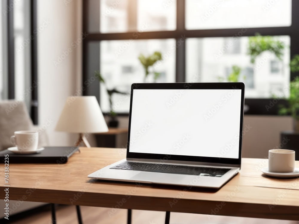 Laptop with White Screen for Website Mockup Presentation