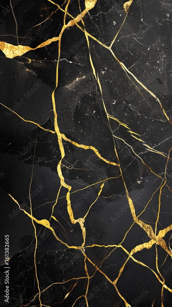 illustration of black marble texture background with cracked gold details illustration of black marble texture background with cracked gold details