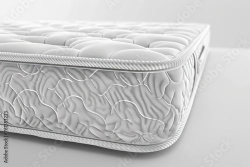 A white spring mattress isolated white background photo