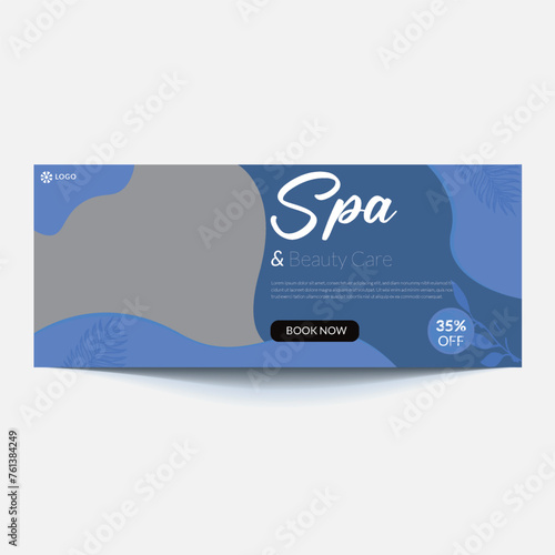 Beauty spa parlous social media banner template. Salon makeup, health care, body massage service promotion cover design with logo and discount. Business promotion modern graphic web pos photo