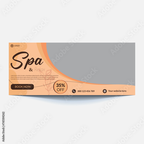 Beauty spa parlous social media banner template. Salon makeup, health care, body massage service promotion cover design with logo and discount. Business promotion modern graphic web pos photo