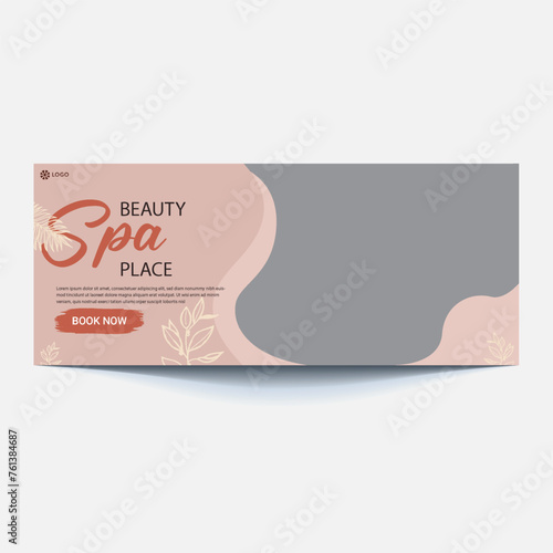 Beauty spa parlous social media banner template. Salon makeup, health care, body massage service promotion cover design with logo and discount. Business promotion modern graphic web pos photo