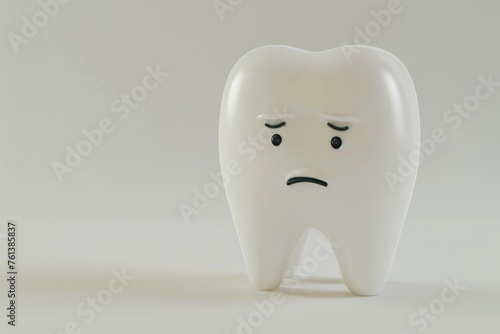 Sad dirty 3d tooth character Isolated on white background
