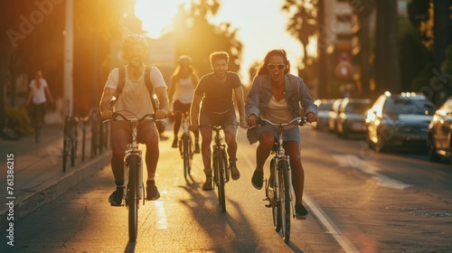 Urban Cycling at Sunset