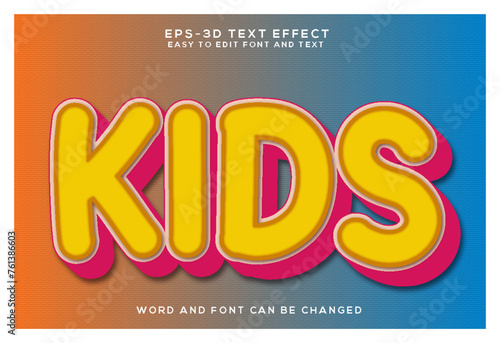 Colorful and editable kids 3d text effect 