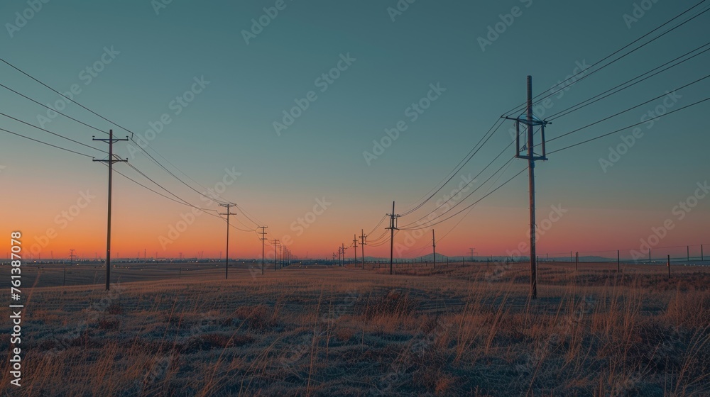 Sunrise Over Urban Power Lines