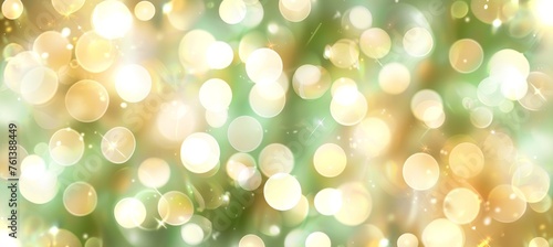 Soft focus emerald green, pastel yellow champagne gold bokeh abstract background
