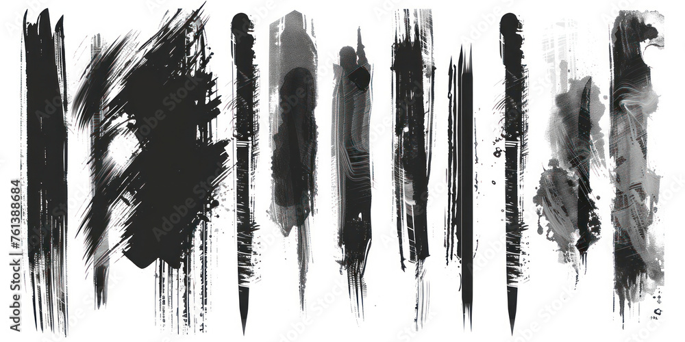 Set of artistic pen brushes. Hand drawn grunge strokes. - obrazy, fototapety, plakaty 