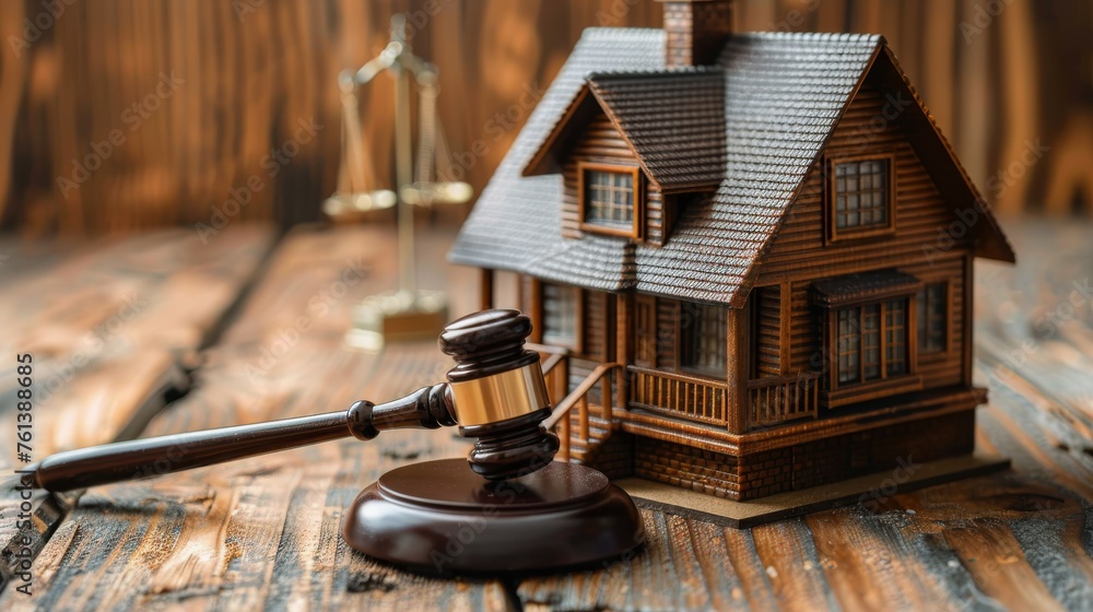 Wooden Judges Gavel on Table Wooden Judges Gavel on Table