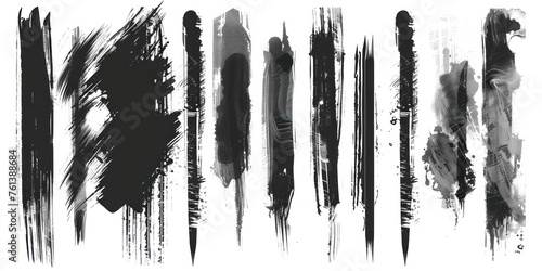 Set of artistic pen brushes. Hand drawn grunge strokes.