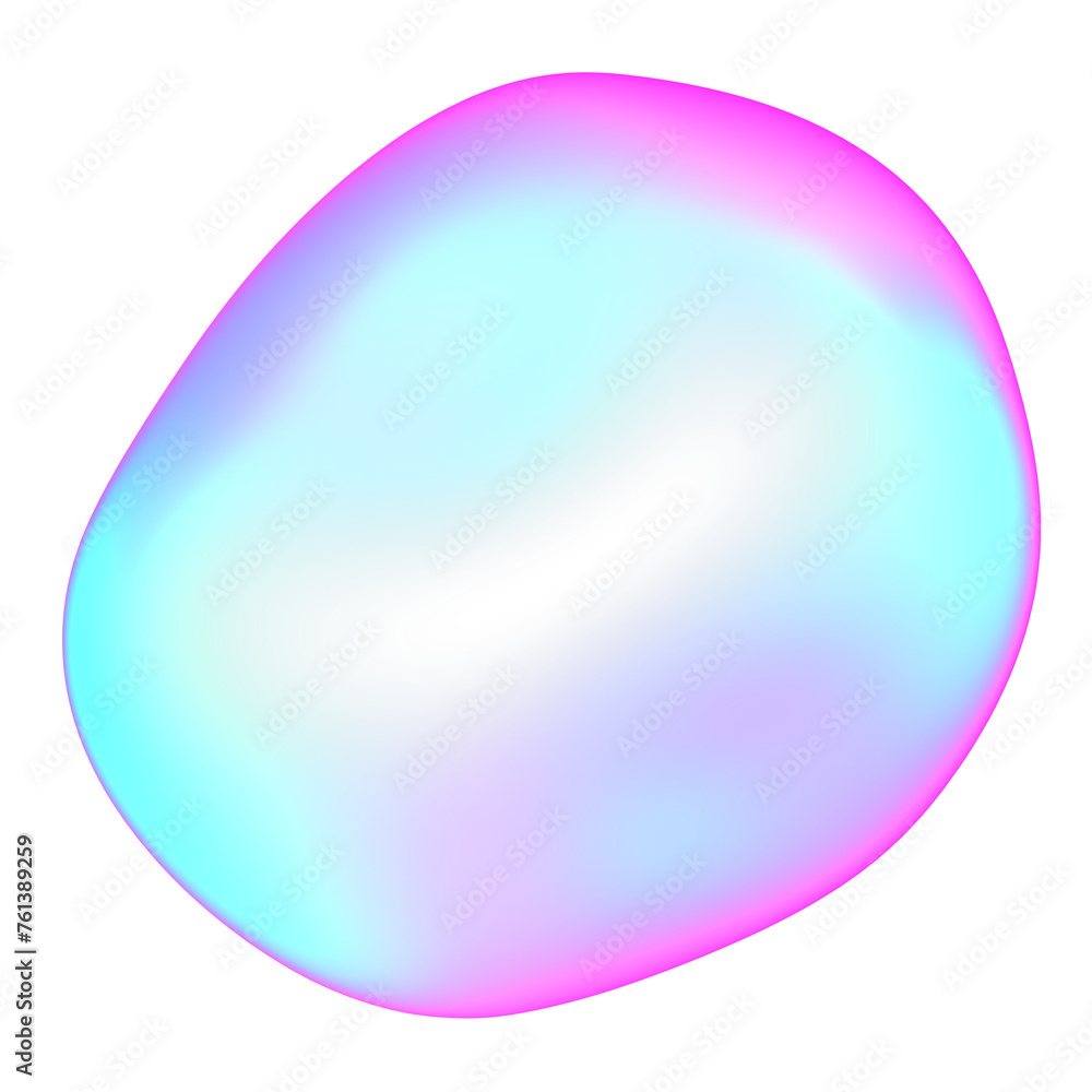 The large, colorful, abstract, bubble 3D object with a blue and pink hue The large, colorful, abstract, bubble 3D object with a blue and pink hue
