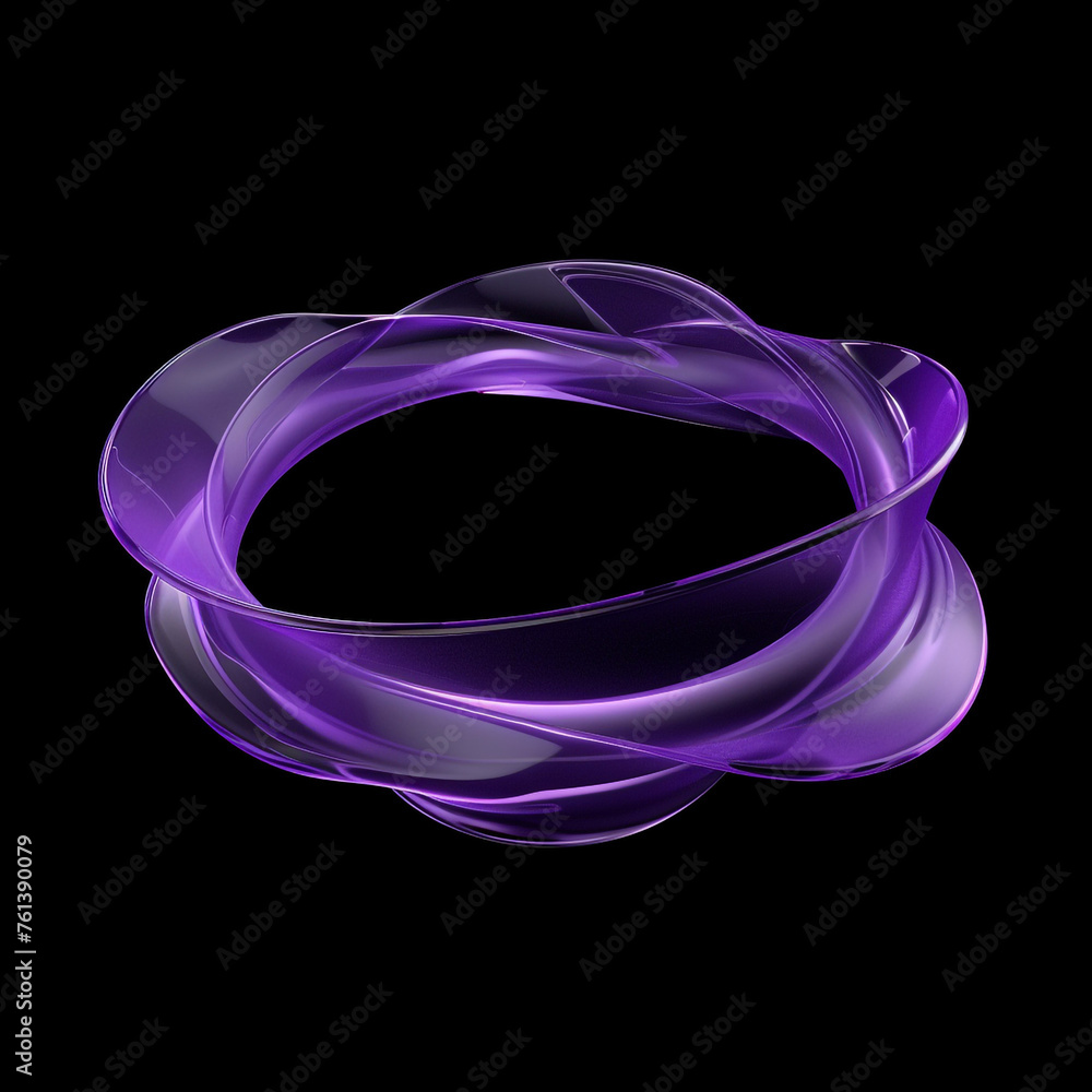 purple matte plastic wavy thin 3D hoop, surface scattering, blurred matte translucency and refraction, internal glowing, wavy, isolated on black background сreated with Generative Ai purple matte plastic wavy thin 3D hoop, surface scattering, blurred matte translucency and refraction, internal glowing, wavy, isolated on black background сreated with Generative Ai