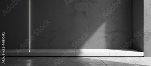 A monochrome photo showcases a wooden flooring shower stall with grey tints and shades, glass walls, and a dark asphalt road surface aesthetic
