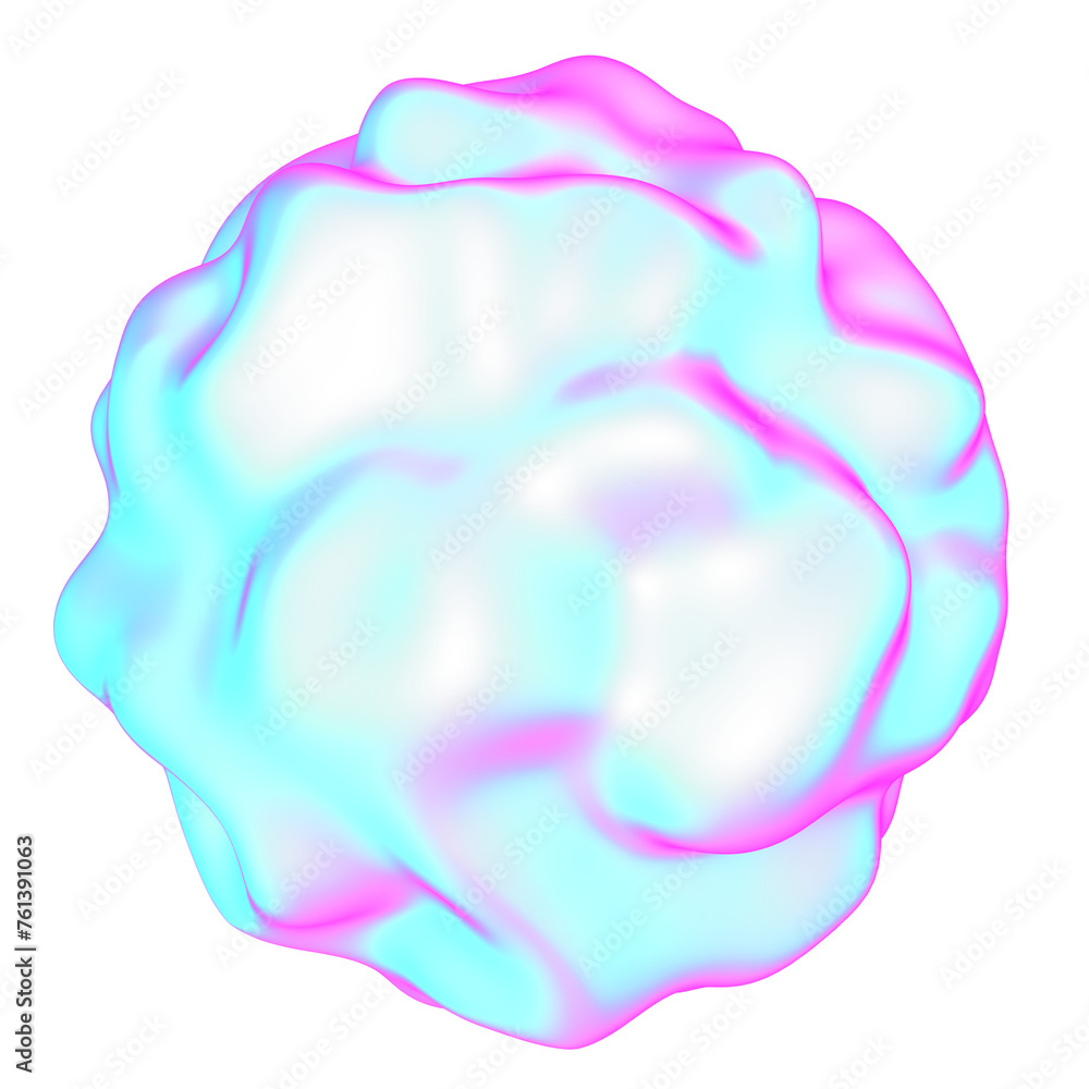 The large, colorful, abstract, bubble 3D object with a blue and pink hue The large, colorful, abstract, bubble 3D object with a blue and pink hue