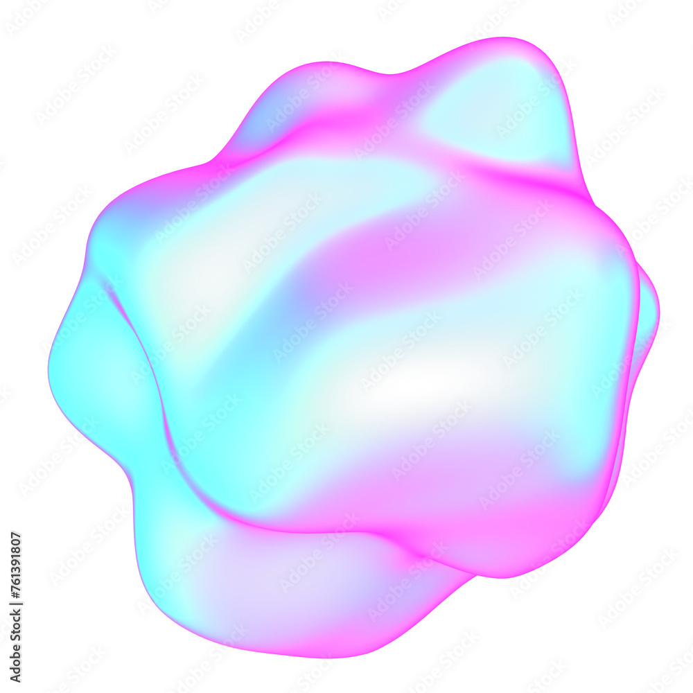 The large, colorful, abstract, bubble 3D object with a blue and pink hue The large, colorful, abstract, bubble 3D object with a blue and pink hue