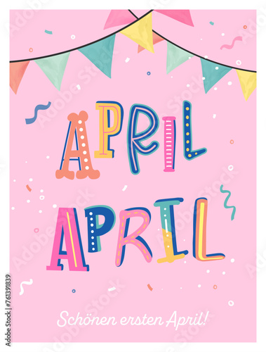 Fun and colorful April Fools  design  detailed Typography and party background  great for web banners  wallpapers  greeting cards - vector design