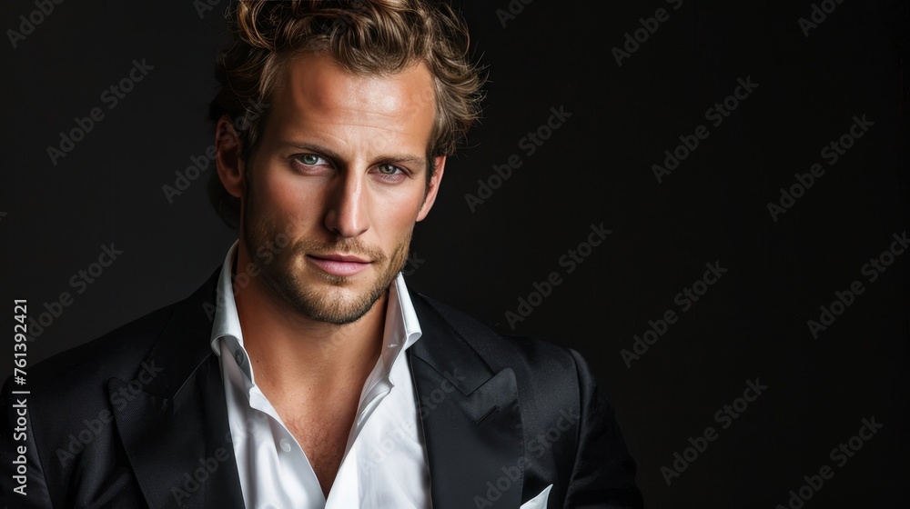 Sleek studio setting with stylish male model for high end fashion campaigns and editorial use. Sleek studio setting with stylish male model for high end fashion campaigns and editorial use.
