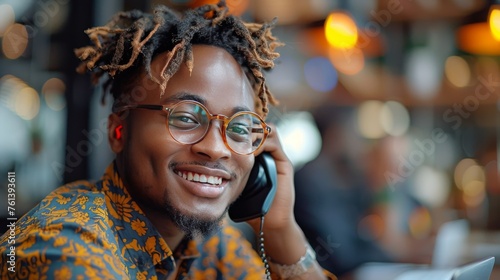 Man With Glasses Talking on Cell Phone