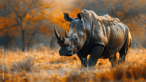 Close Up of a Rhino in a Forest