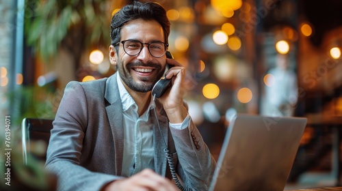 Man With Glasses Talking on Cell Phone