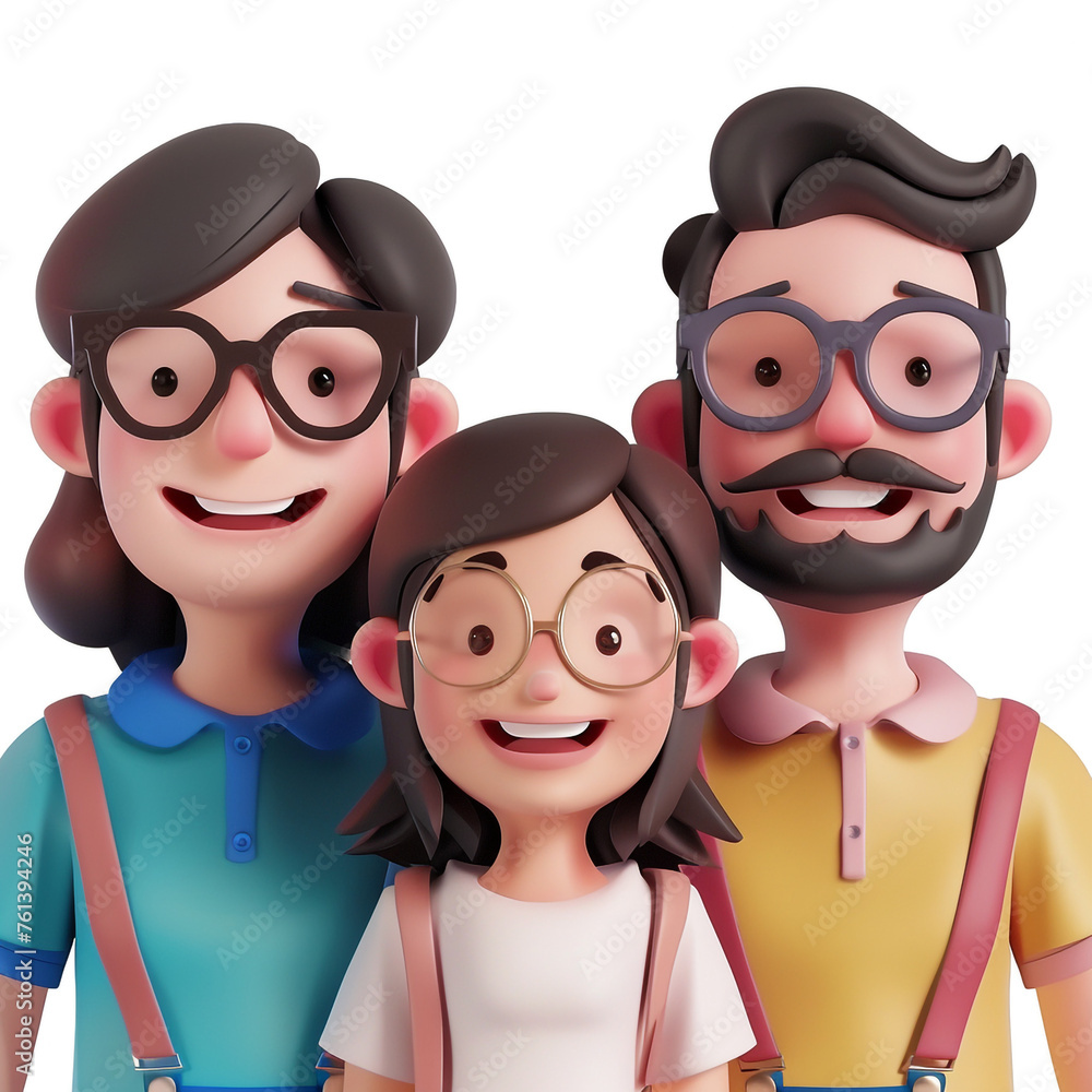 Simple Cartoon 3D illustration of smiling people close up portrait on white background сreated with Generative Ai Simple Cartoon 3D illustration of smiling people close up portrait on white background сreated with Generative Ai