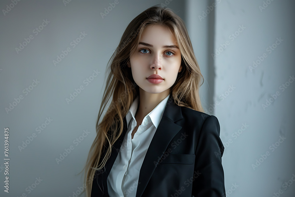 A professional young woman in a stylish business suit, exuding confidence and competence. A professional young woman in a stylish business suit, exuding confidence and competence.