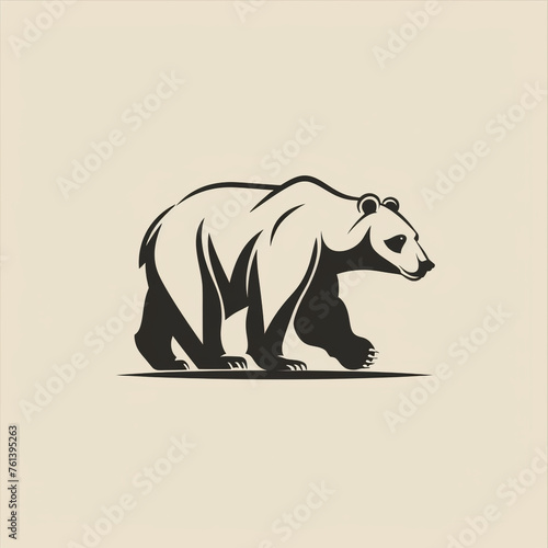 Simple line graphic logo of North American bear  simple minimal  cute--no realistic photo details   reated with Generative Ai