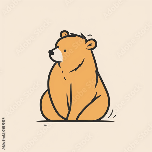 Simple line graphic logo of North American bear, simple minimal, cute--no realistic photo details сreated with Generative Ai