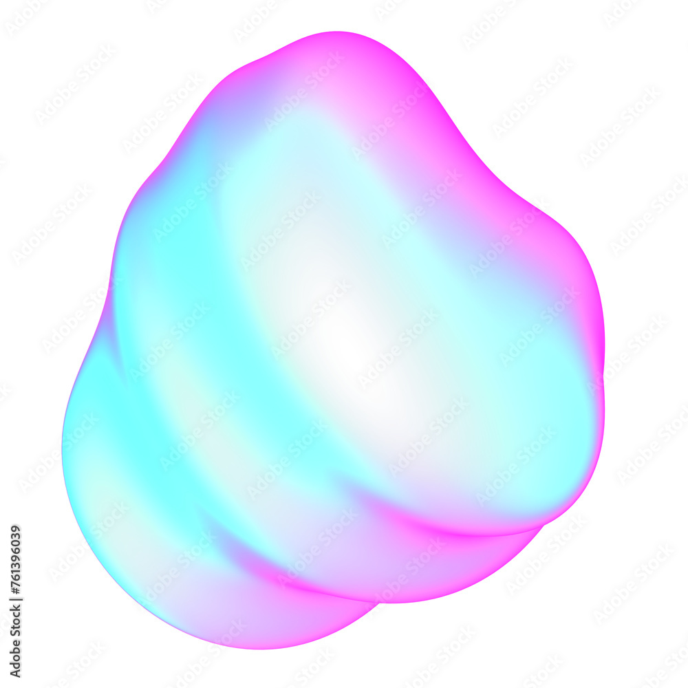 The large, colorful, abstract, bubble 3D object with a blue and pink hue The large, colorful, abstract, bubble 3D object with a blue and pink hue