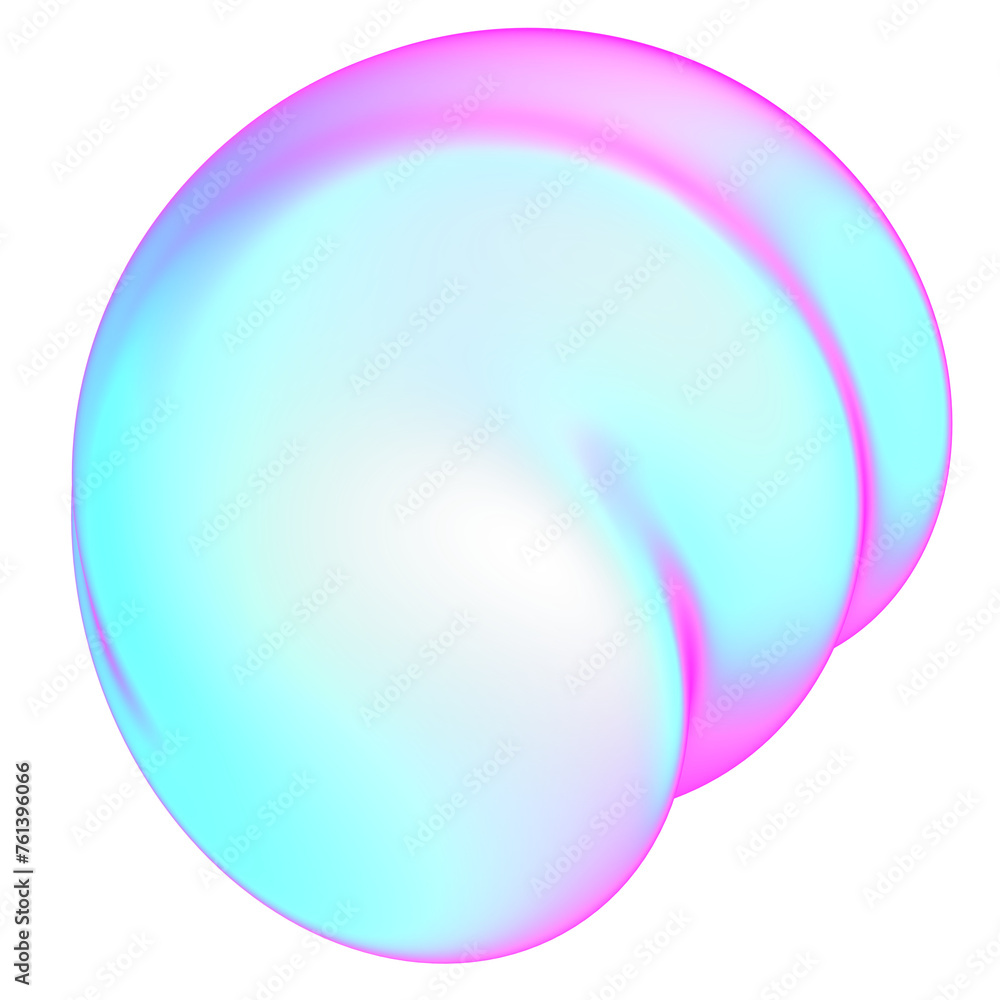 The large, colorful, abstract, bubble 3D object with a blue and pink hue The large, colorful, abstract, bubble 3D object with a blue and pink hue