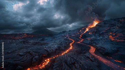 Dramatic Lava Flow Landscape