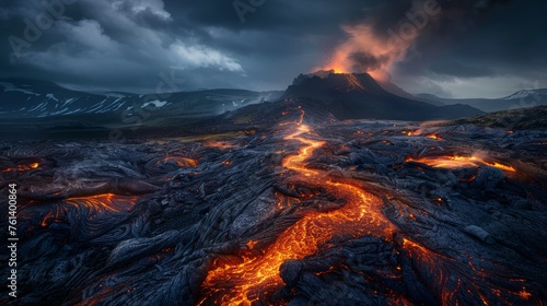 Dramatic Lava Flow Landscape