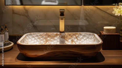 Two Sinks on Wooden Counter