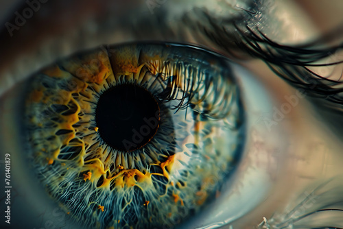 A mesmerizing close-up of a human eyeball, highlighting its intricate beauty and captivating complexity.