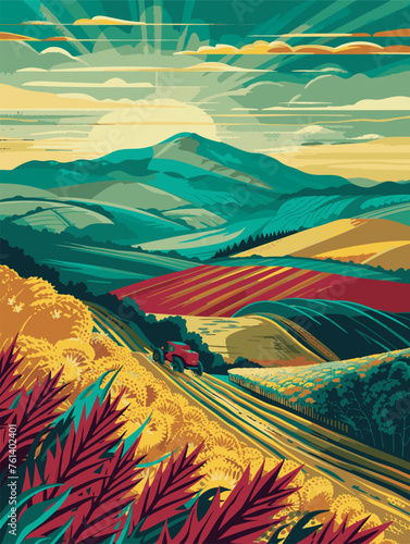 vector illustration of farm land