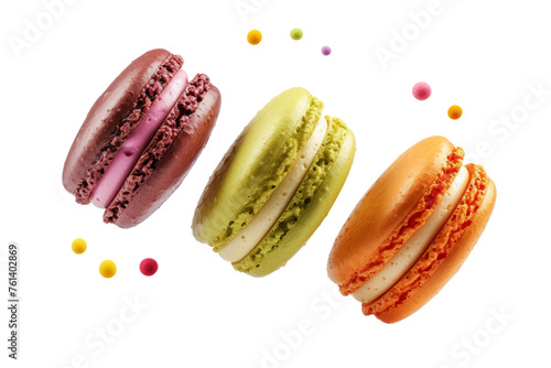 Wallpaper Mural colorful macarons suspended in the air, capturing their delicate and vibrant appearance. Torontodigital.ca