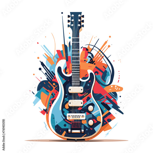 Abstract design with a stylized rock guitar flat 