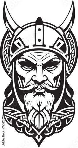 Great line art style Viking head vector graphic template, Suitable for logo design, tattoo design or print on demand 