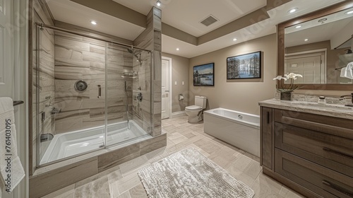 Large Bathroom With Tub and Sink