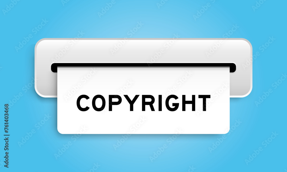White coupon banner with word copyright from machine on blue color background White coupon banner with word copyright from machine on blue color background