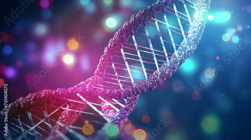 dna helix on blue background photo