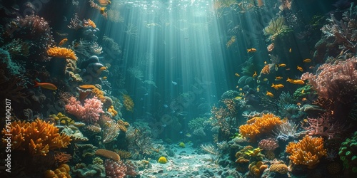 Sunlight Streaming Through Coral Reef